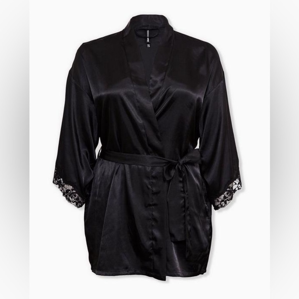 Torrid Satin And Lace Short Lingerie Robe
